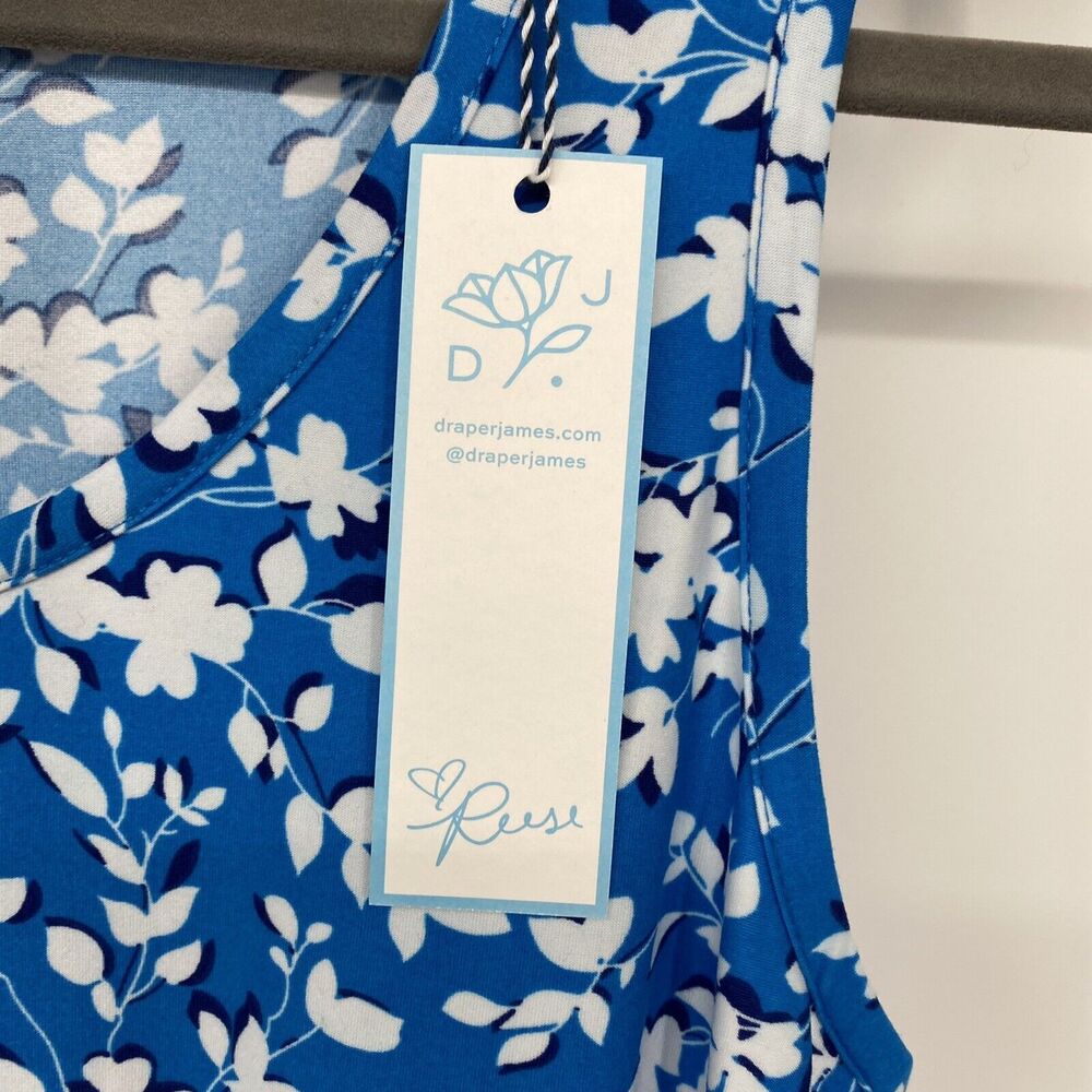 NWT Draper James Women's Ruffle Nightie in Blue Shadow Floral- Size S/M - Picture 2 of 6